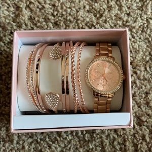 Brand new rose gold watch and bracket set
